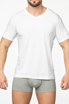 T751 Мужская футболка с коротким рукавом и V-образным вырезом из 100% хлопка