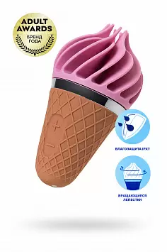 Вибростимулятор клитора в форме мороженого с ласкающими лепестками Sweet Treat Satisfyer