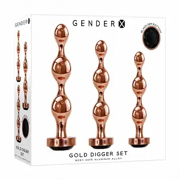 Набор золотых анальных стимуляторов-елочек Gender X GOLD DIGGER SET
