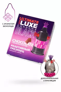Презерватив с усиками и ароматом Шоколада Реактивный Трезубец Luxe Black ultimate