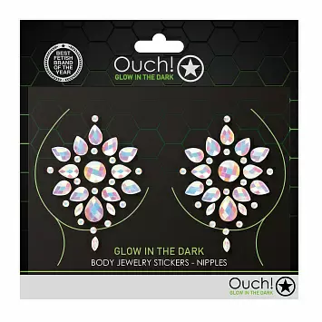 Светящиеся пестисы на грудь Nipples Jewelry Stickers Ouch! Glow in the Dark OU853GLO Shots Media