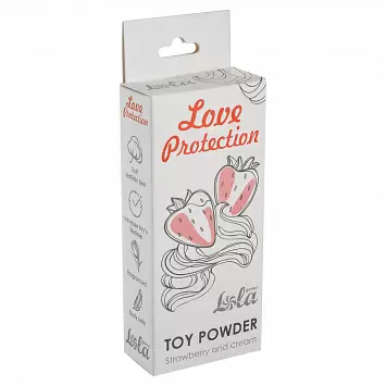 Пудра для игрушек с ароматом клубники со сливками Love Protection
