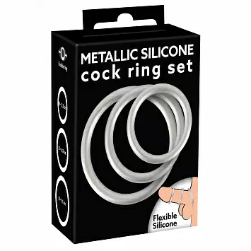 Набор силиконовых колец под металл Metallic Silicone Cock Ring Set
