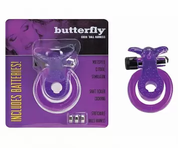 Вибро-кольцо с петлей для мошонки Butterfly