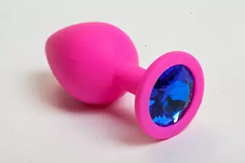 Розовая силиконовая пробка с кристаллом middle